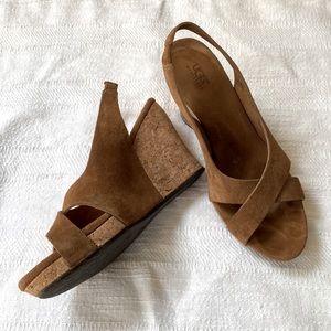 •UGG• Cork & Suede Wedges, size 7M EUC